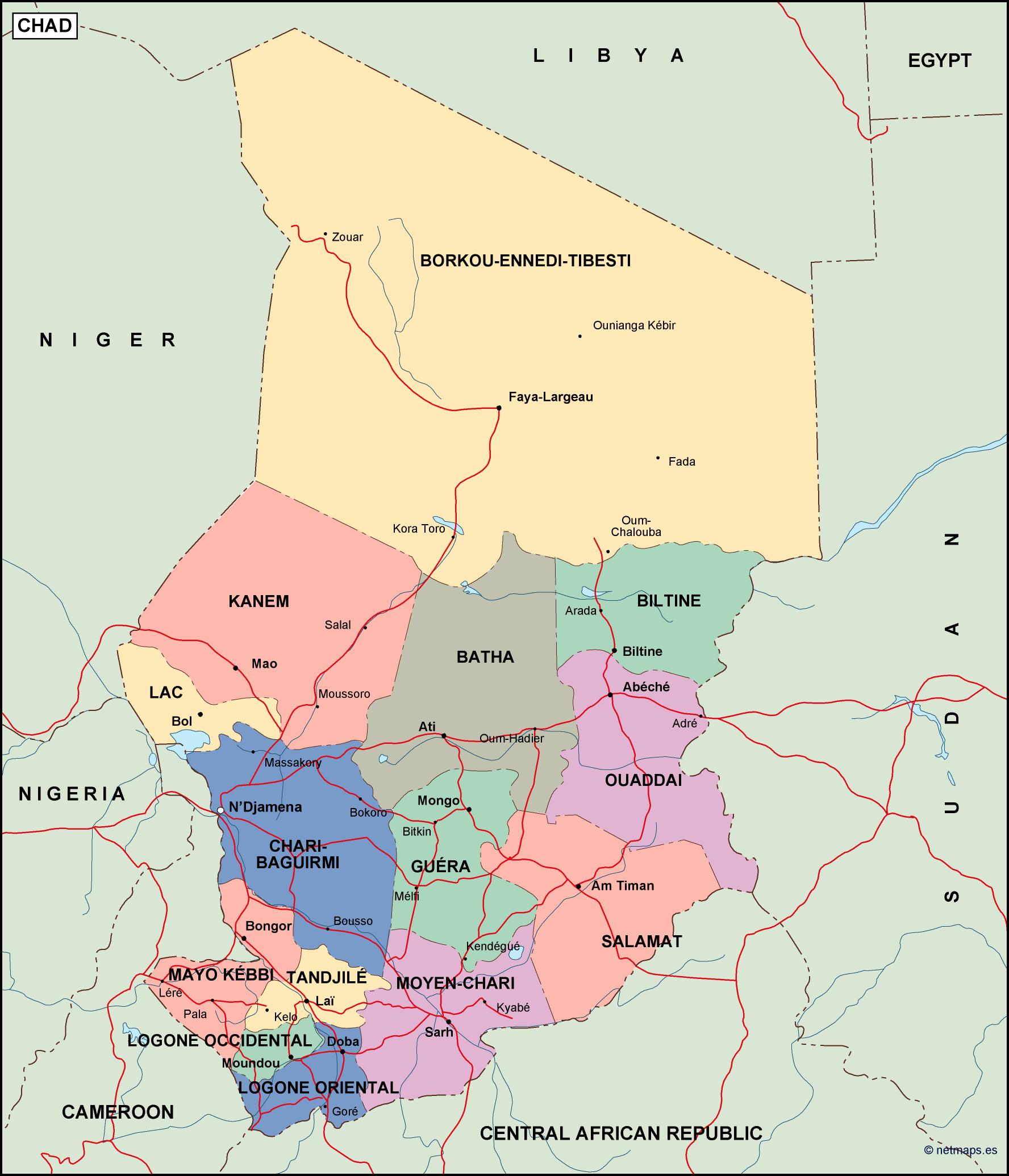 Chad Political Map Vector Eps Maps Eps Illustrator Map Digital Maps