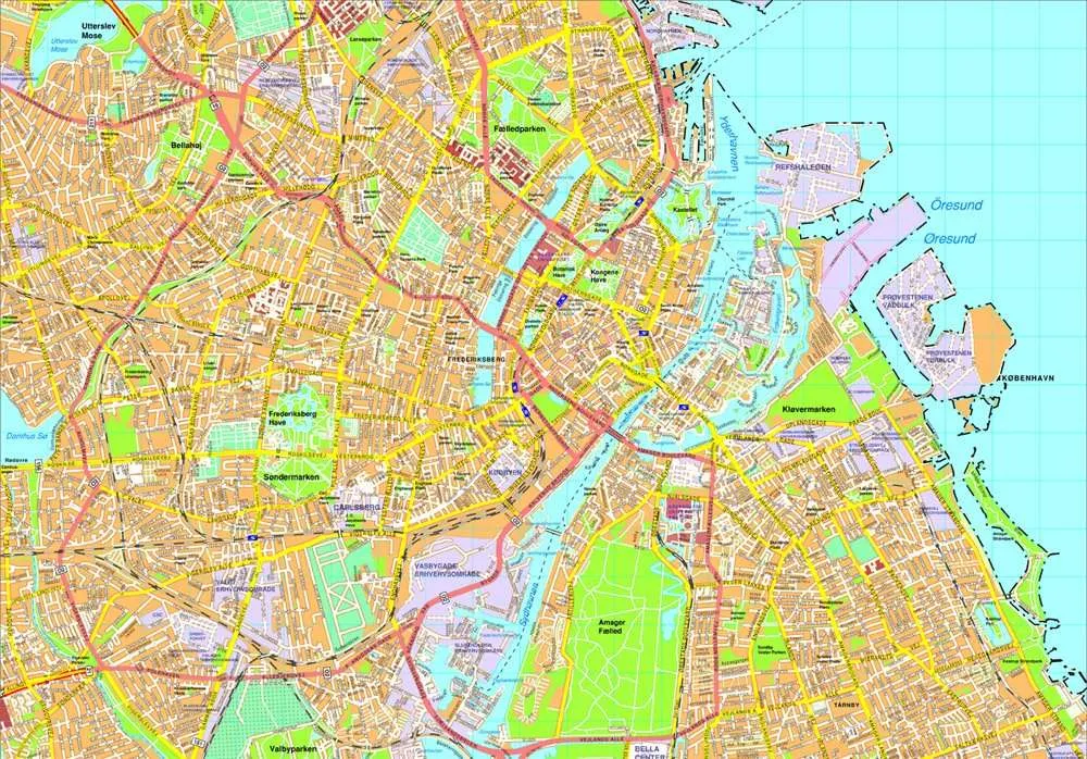 Copenhagen Vector map. Eps Illustrator Map | Vector maps