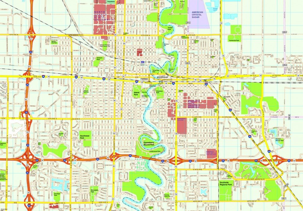 Fargo map. Eps Illustrator Vector City Maps USA America. Eps