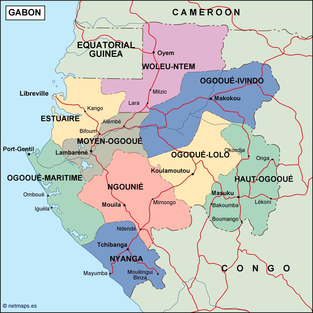 gabon political map