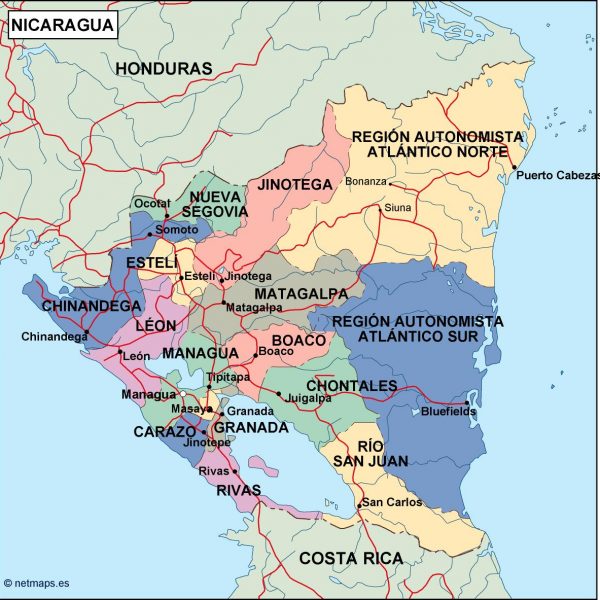 nicaragua political map