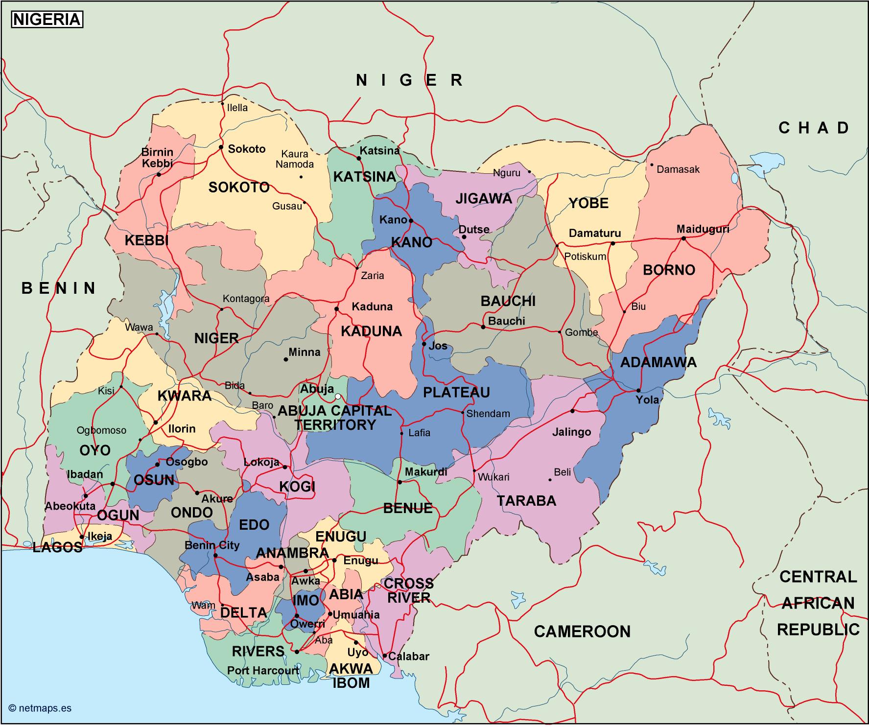 nigeria political map