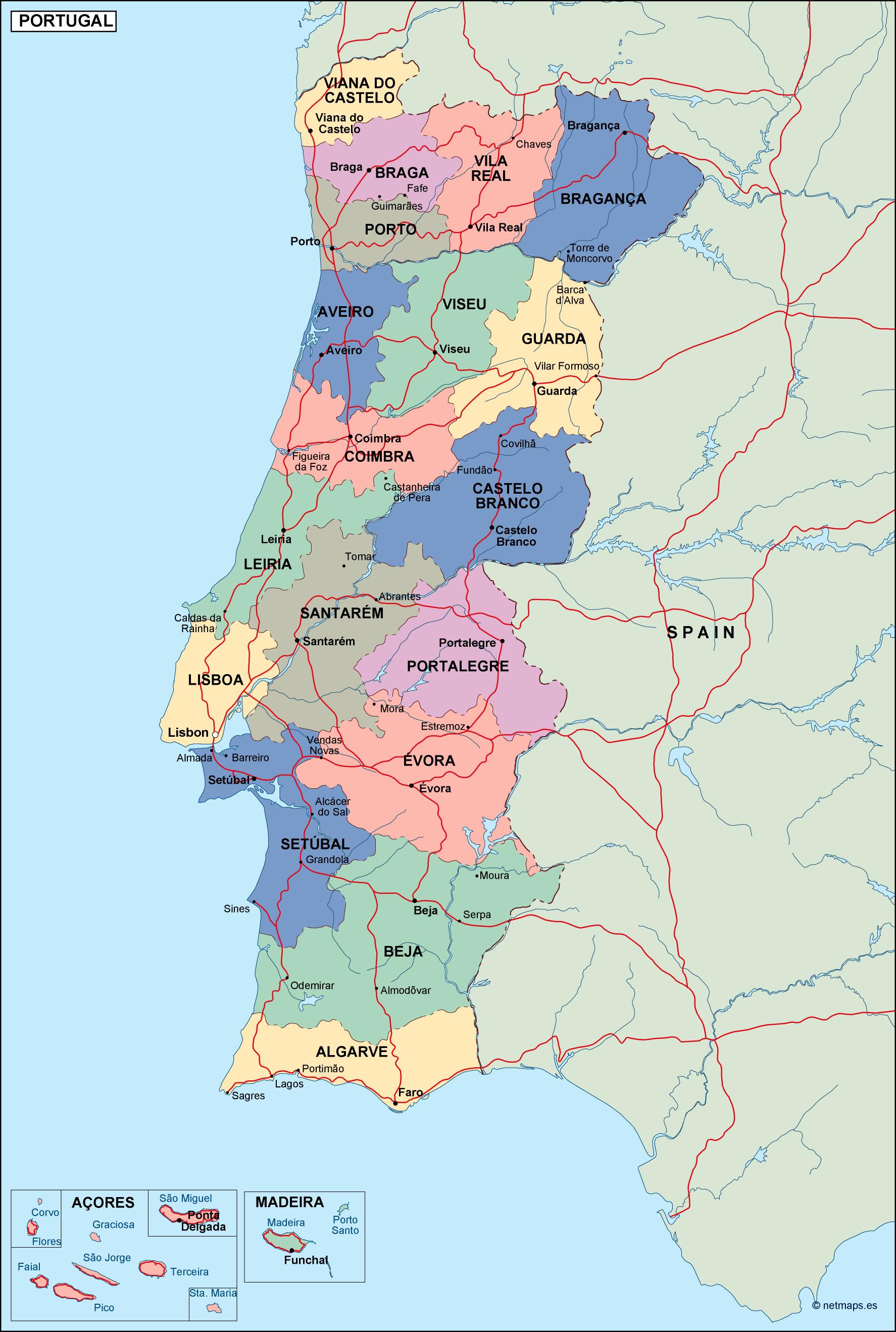 Political Map Of Portugal Ezilon Maps - vrogue.co