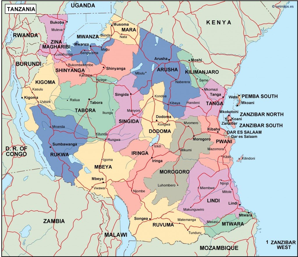 Tanzania Political Map Vector Eps Maps Eps Illustrator Map Vector Maps