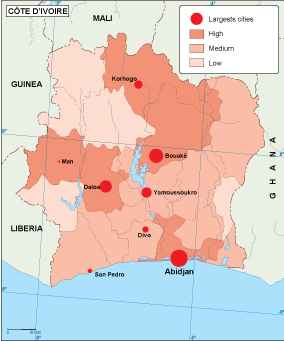 Cote Ivoire population map
