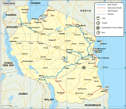 Tanzania transportation map