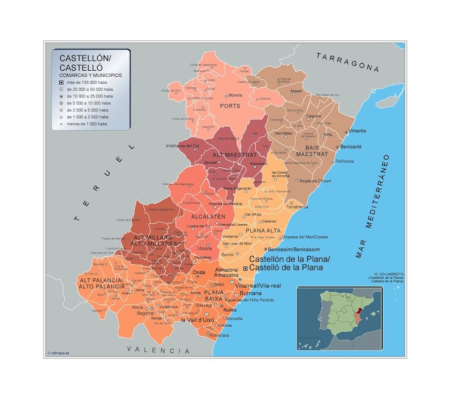 Mapa Municipios Castellon | Vector maps